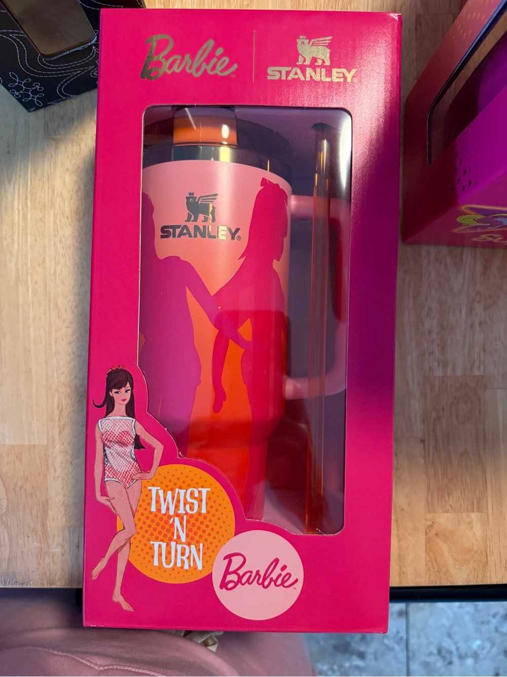 Stanley Barbie Pink Travel Mug with Orange Accent